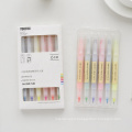 Andstal 6 colors Transparent Macaron Highlighter Double Head Fluorescent Pen For School Marker